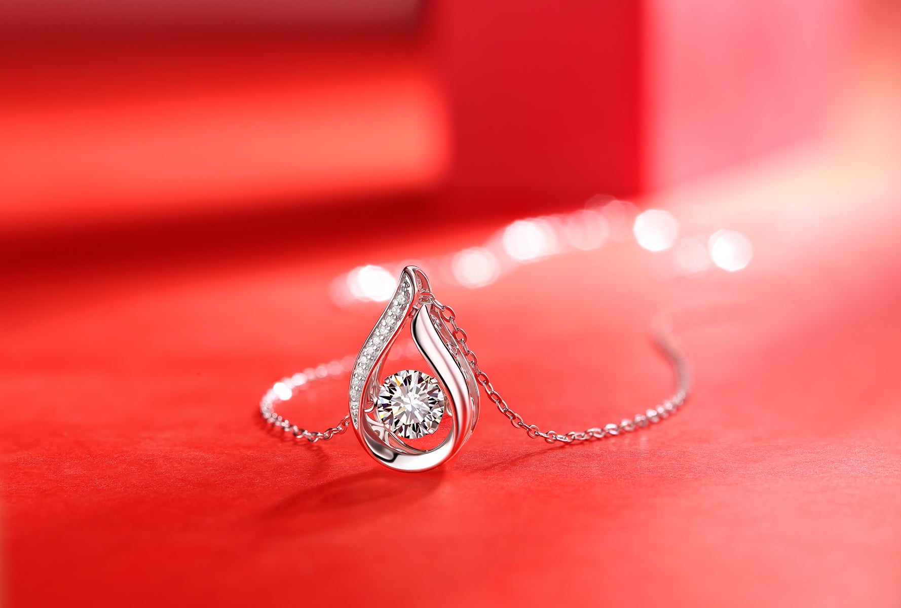 1Smart Drop Luxury Fashion Diamond Pendant Necklace Set With Mosan Diamond Silver Ornaments Prohibit TikTok sales - 5 - CJ