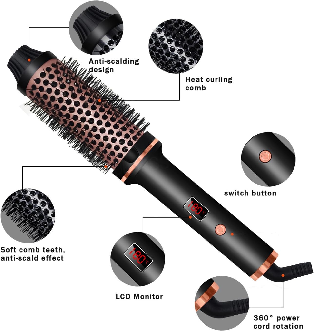 Hot - Air Brushes Thermal Brush 1.5 Inch Curling Iron Volumizing Brush - 5 - CJ