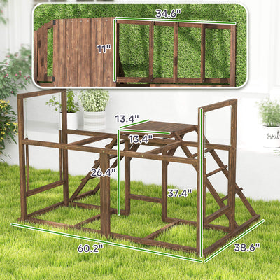 Chicken Activity Play Set With Multiple Chicken Perches, Swing, Ladder, Platform For 3 - 4 Chickens, Coffee - 5 - CJ