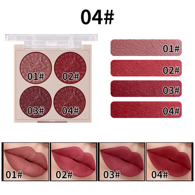 MISS ROSE Lipstick Compact 4 Color Lip Gloss Plate Moisturizing Easy To Color Lipstick Foreign Trade Exclusive For Cross - border In Stock Wholesale - 0 - CJ - 04 - 12G - CJKH150402704DW