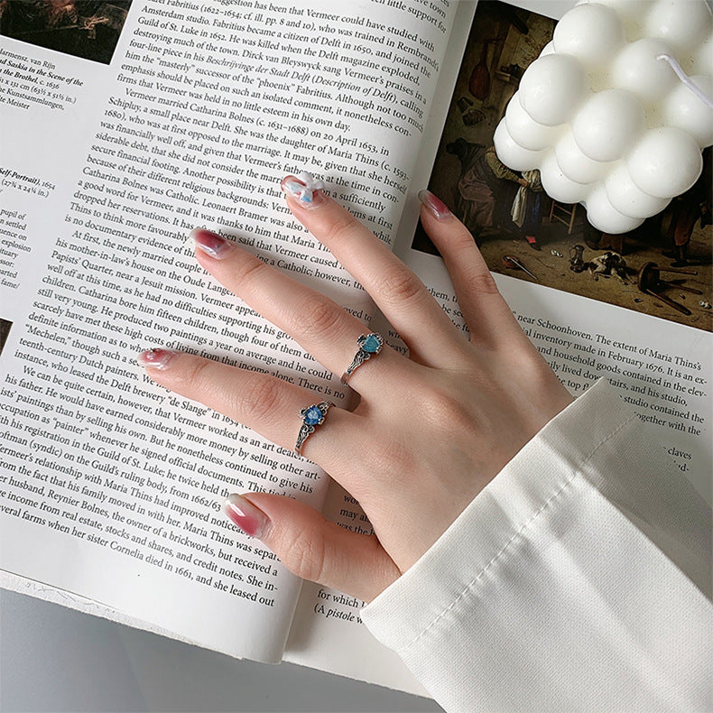 Blue Moonlight Silver Jewelry S925 Sterling Silver Japanese And Korean Trend Angel Wing Crown Ring - 4 - CJ