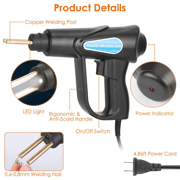 70W Plastic Welder Car Bumper Repair Kit Hot Stapler Welding Gun Plastic Repair Machine Soldering Tool With 200 Staples Pliers Cutter - 5 - CJ