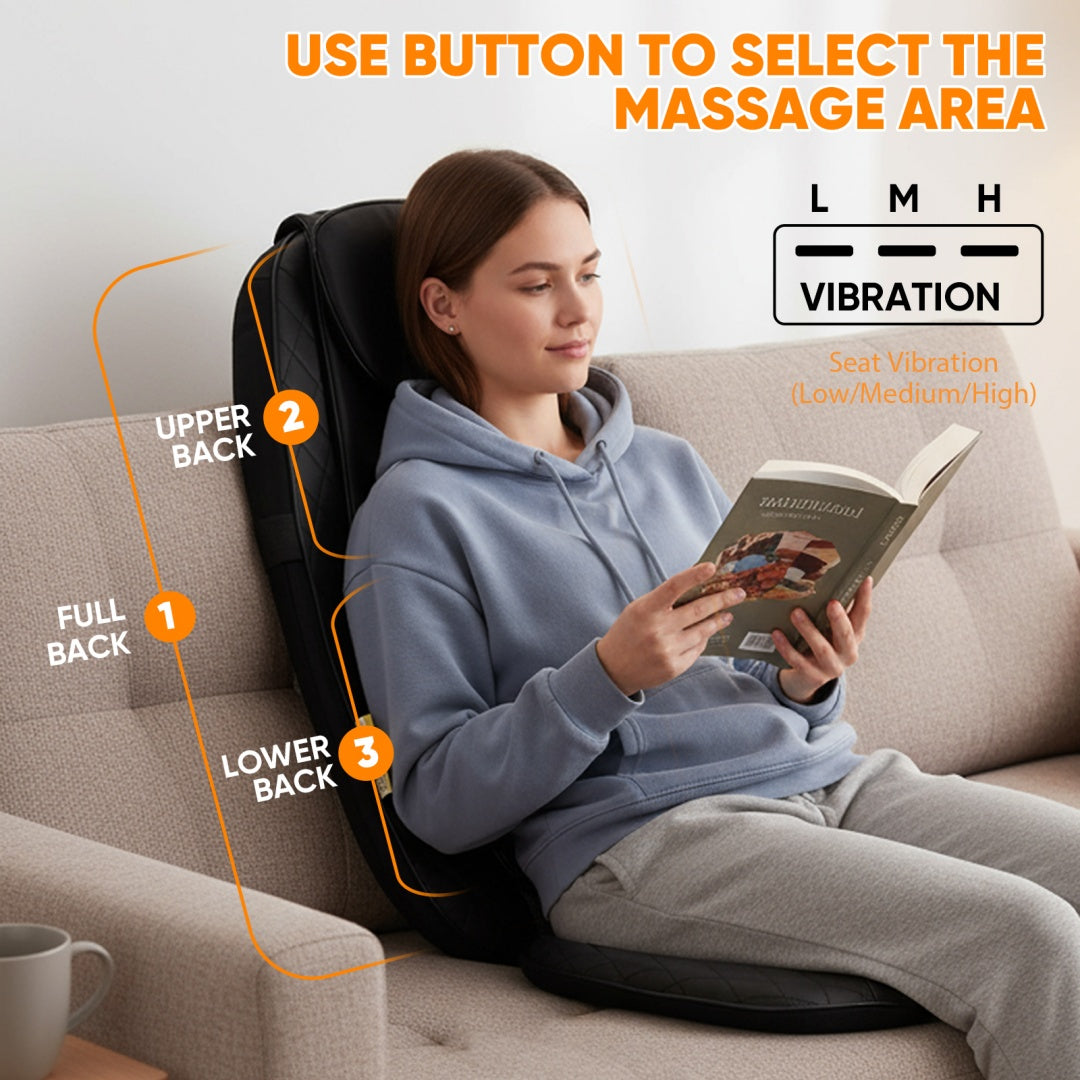 Back Massagers, Vibrating Heating Pad For Back, Massage Chair Pad For Pain Relief Deep Tissue - 5 - CJ