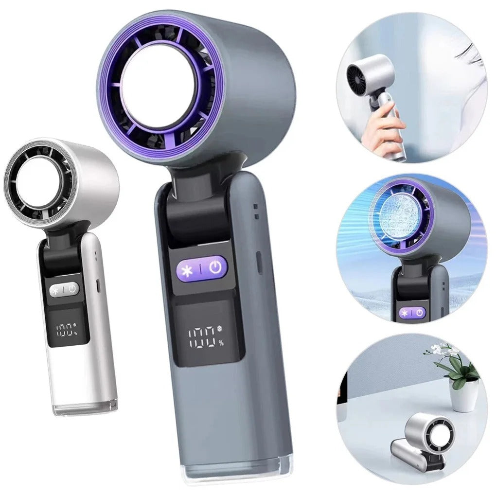 Violent Ice Cooling Fan Handheld Portable Fan Rechargeable Speed Ice Cooling Handheld Small Fan High Speed Folding Neck Type Fan - 5 - CJ