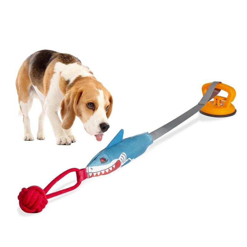 PROKEl Shark Shaped Pet Toy, Interactive TwineToy Ball Dog Toy With Suction Cup, Pet Chew ToyFor Dogs & Cats Funny Dogtoys Squeaky Toys Dogtraining Rope Toy - 5 - CJ