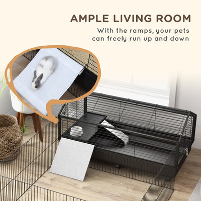 Small Animal Playpen Cage with Rolling Caster, Water Bottle 46.5" - 5 - CJ