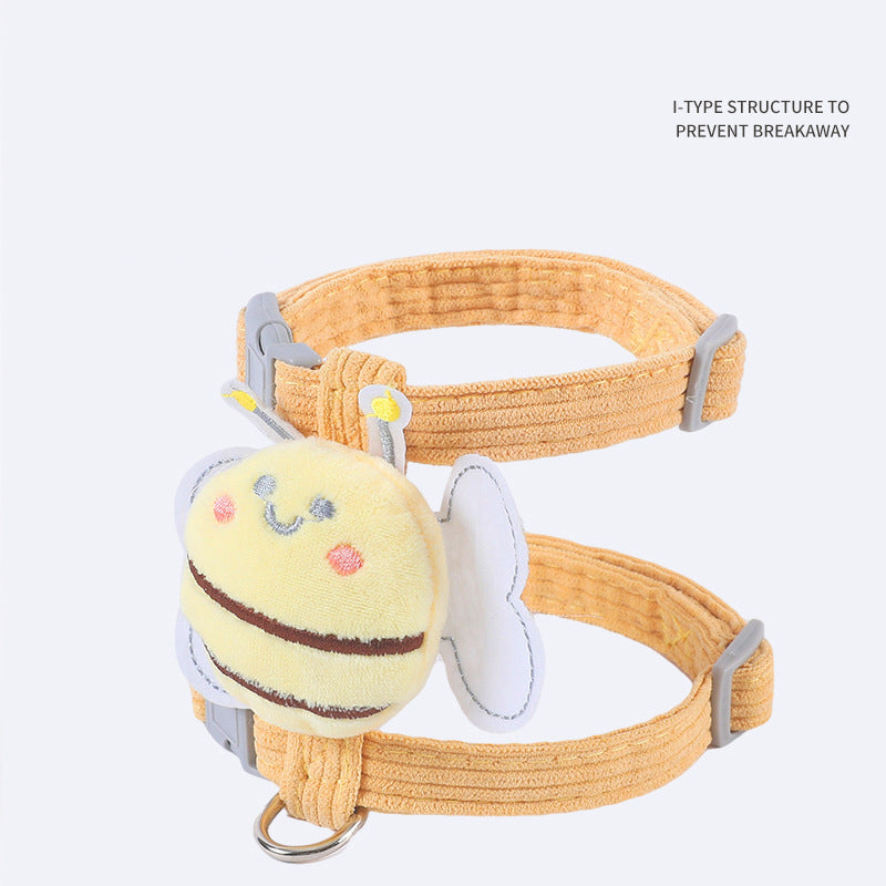Cat Harness Leash Set With Cute Bee Plaid Cats Escape Proof - Adjustable Kitten Harness For Large Small Cats, Lightweight Soft Petsafe Harness Yellow Plaid Bee - 5 - CJ