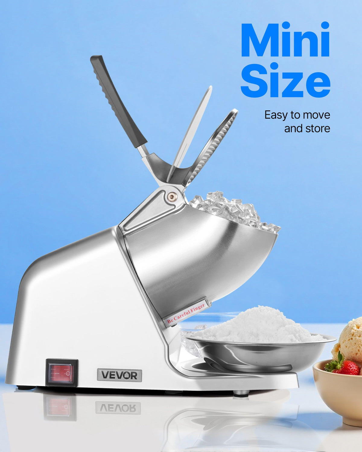 Commercial Ice Crusher 143LBS/H Electric Snow Cone Maker Shaved Ice Silver