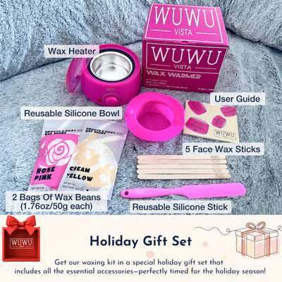 Waxing Kit 11 Items WUWUVISTA Hair Removal Wax Kit With Wax Melt Warmer Waxing Beads For Face,Brazilian,Full Body,Bikini,Sensitiive Skin Suitable For Plugs Of American, European Specification - 5.0 - CJ
