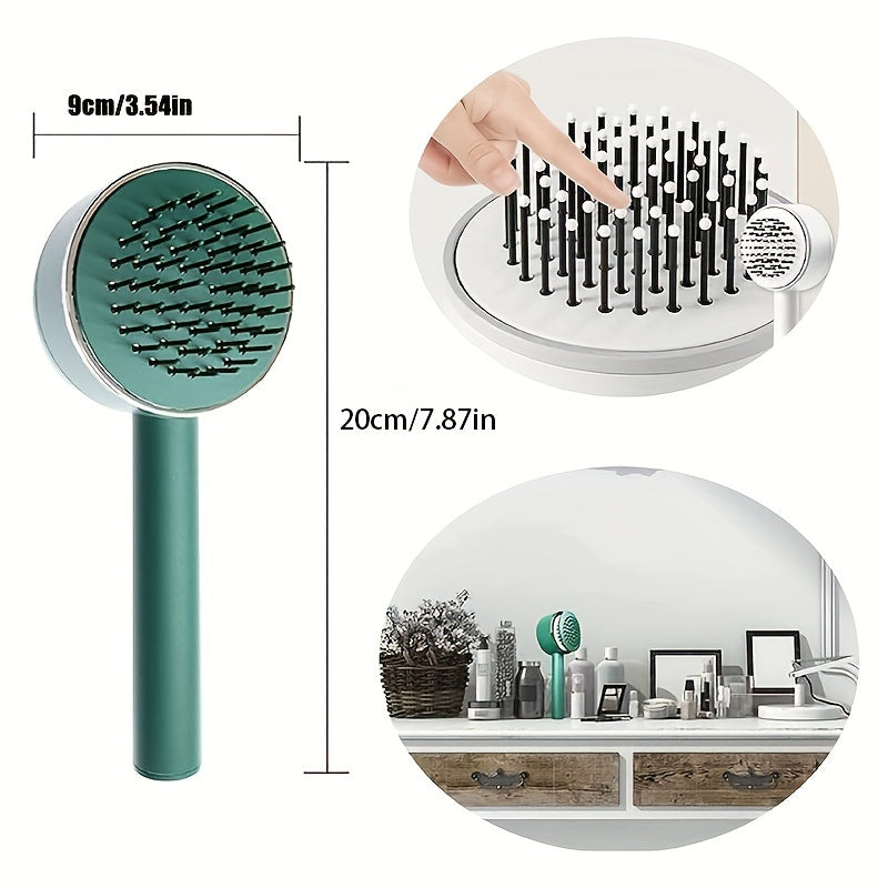 One - key Self - cleaning Hair Brush For Women Curly Hair Brush  Anti - Static Airbag Massage Comb  Airbag Massage Scalp Comb Professional Detangling One - key Self - cleaning - 5 - CJ