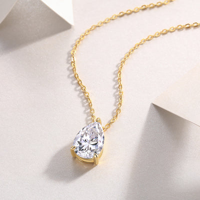 1Under The Moon - A Fashionable And Trendy Diamond Pendant Necklace Set With Pear - shaped Moissanite S925 Sterling Silver And Gold Plating Prohibit TikTok sales - 5 - CJ