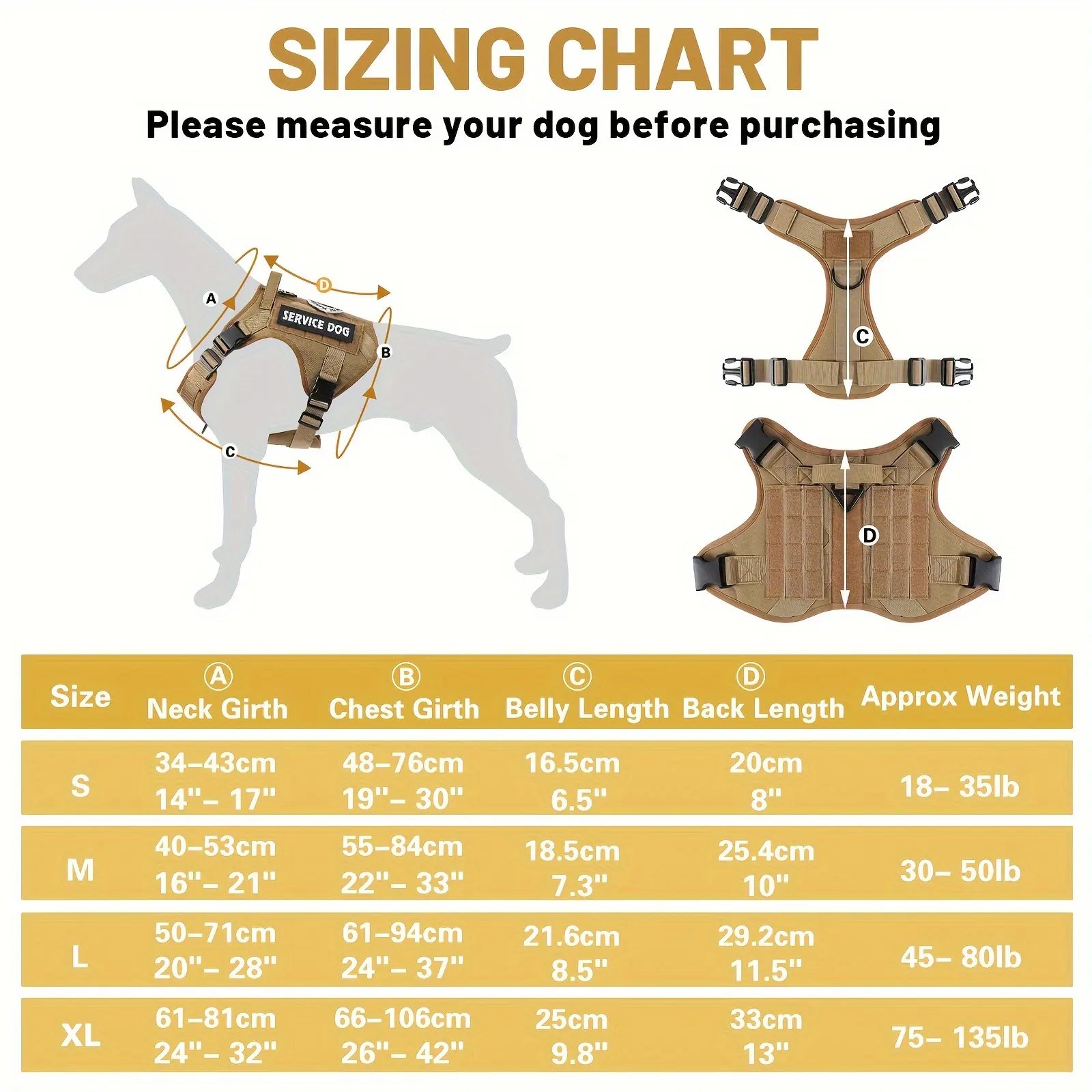American Local Tactical Pet Boobs Service Dog Harness Vest Adjustable Reflective Dog Harness Metal Buckle Hiking Training - 5 - CJ