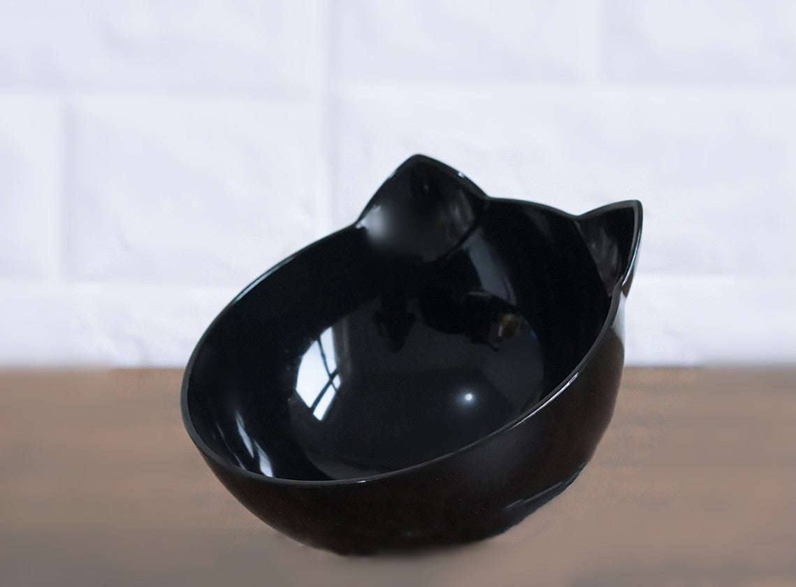 New Inclined Food Cat Ear Oblique Mouth Transparent Single Pet Bowl - 0 - CJ - Single Black - Q1pcs - CJJJCWMY00452 - Single Black - Q1pcs