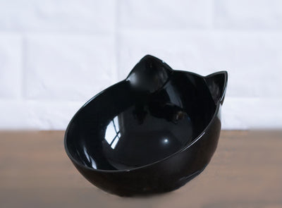 New Inclined Food Cat Ear Oblique Mouth Transparent Single Pet Bowl - 0 - CJ - Single Black - Q1pcs - CJJJCWMY00452 - Single Black - Q1pcs