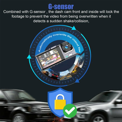 Car Dual Lens Dash Cam HD 1080P Front Rear Inside Video Recorder Camera G - Sensor - 5 - CJ