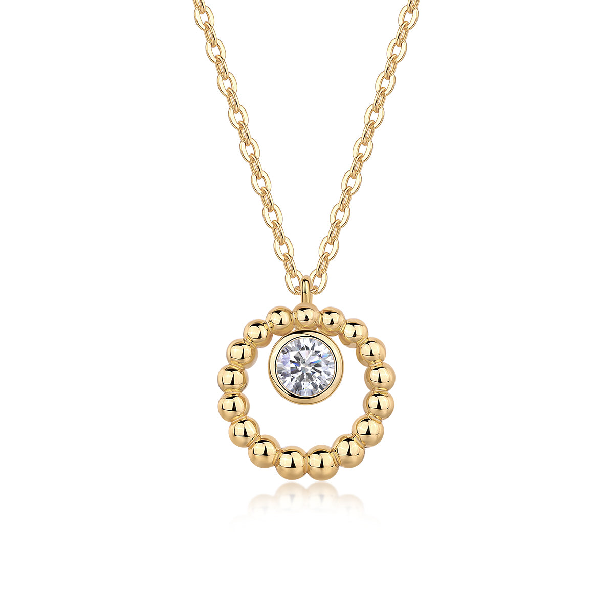1Moon Pearl - A Fashionable And Trendy Diamond Pendant Necklace Set With 0.5 - carat Moissanite S925 Sterling Silver And Gold Plating Prohibit TikTok sales - 5 - CJ