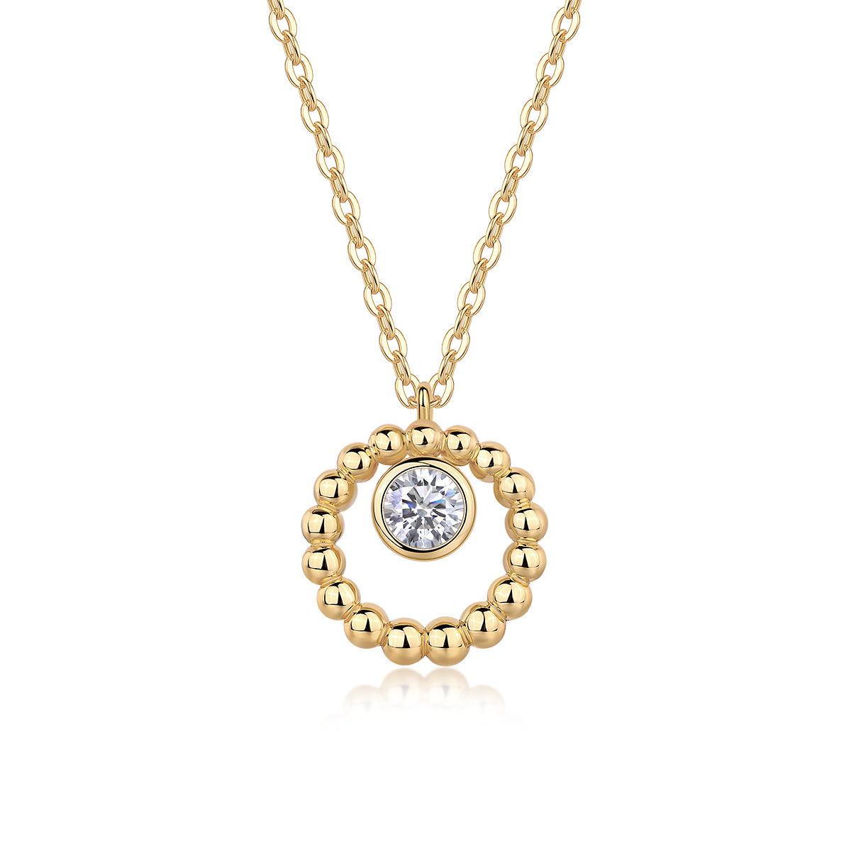 Moon Pearl - A Fashionable And Trendy Diamond Pendant Necklace Set With 0.5-carat Moissanite S925 Sterling Silver And Gold Plating
