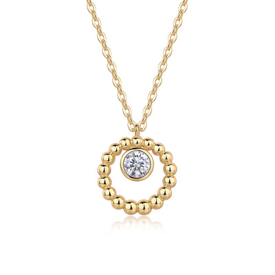 1Moon Pearl - A Fashionable And Trendy Diamond Pendant Necklace Set With 0.5 - carat Moissanite S925 Sterling Silver And Gold Plating Prohibit TikTok sales - 5 - CJ