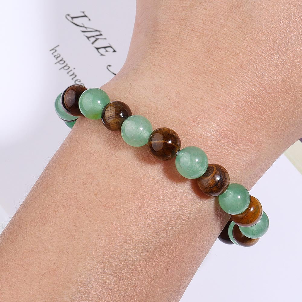 Natural Tiger Eye & Green Jade Bracelet For Abundance Handcrafted Beads For Energy & Style Adults Money & Success - 5 - CJ