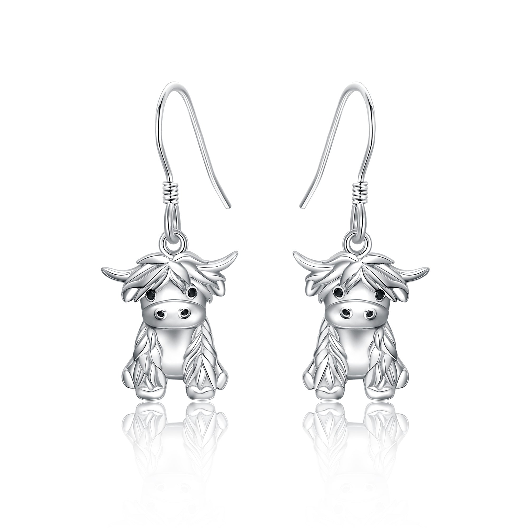 925 Sterling Silver Highland Cow Necklace Cow Earrings Cow Jewelry