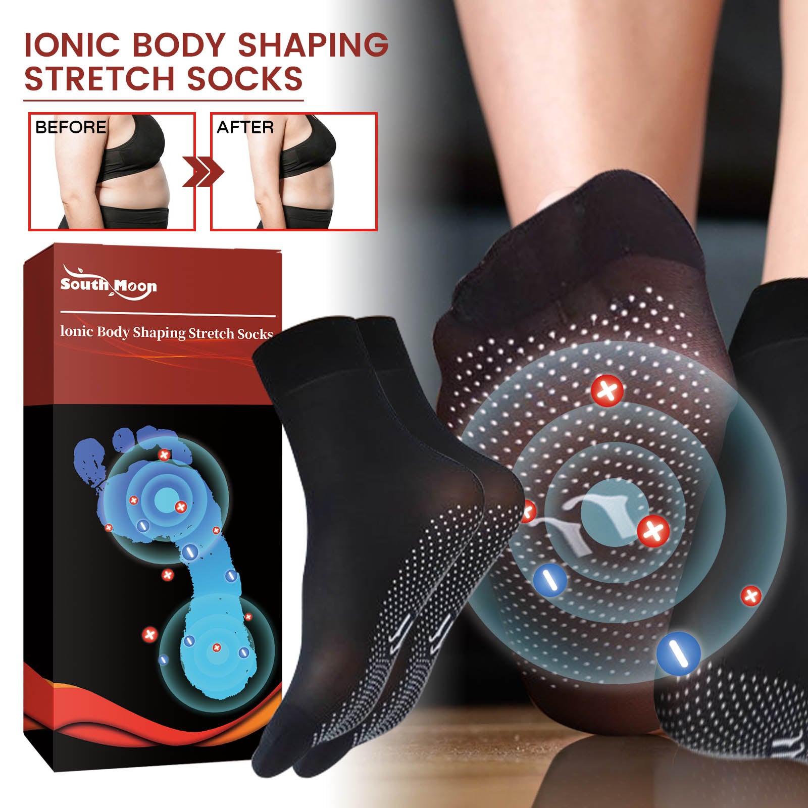South Moon Ionic Body Shaping Stretch Socks, Outdoor Sports Comfortable Breathable Non - slip Foot Care Elastic Socks - 5 - CJ