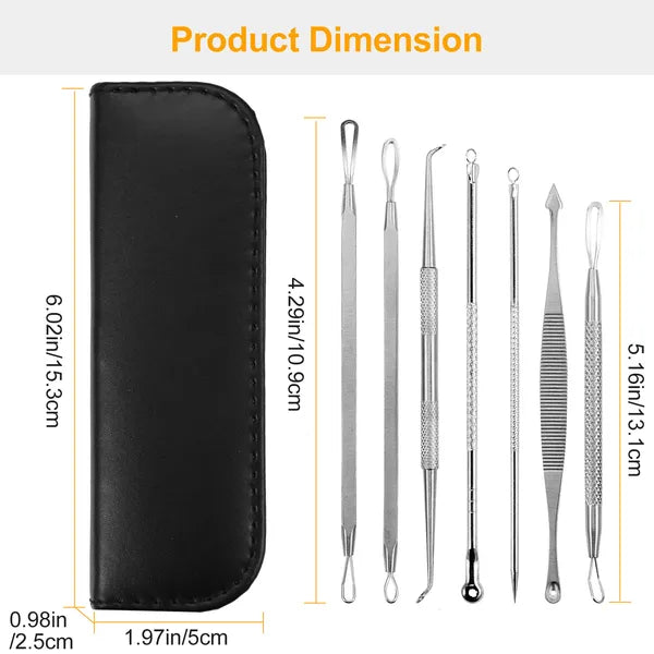 7 Pcs Blackhead Remover Kit Stainless Steel Pimple Comedone Acne Extractor Needle Tools - 5 - CJ