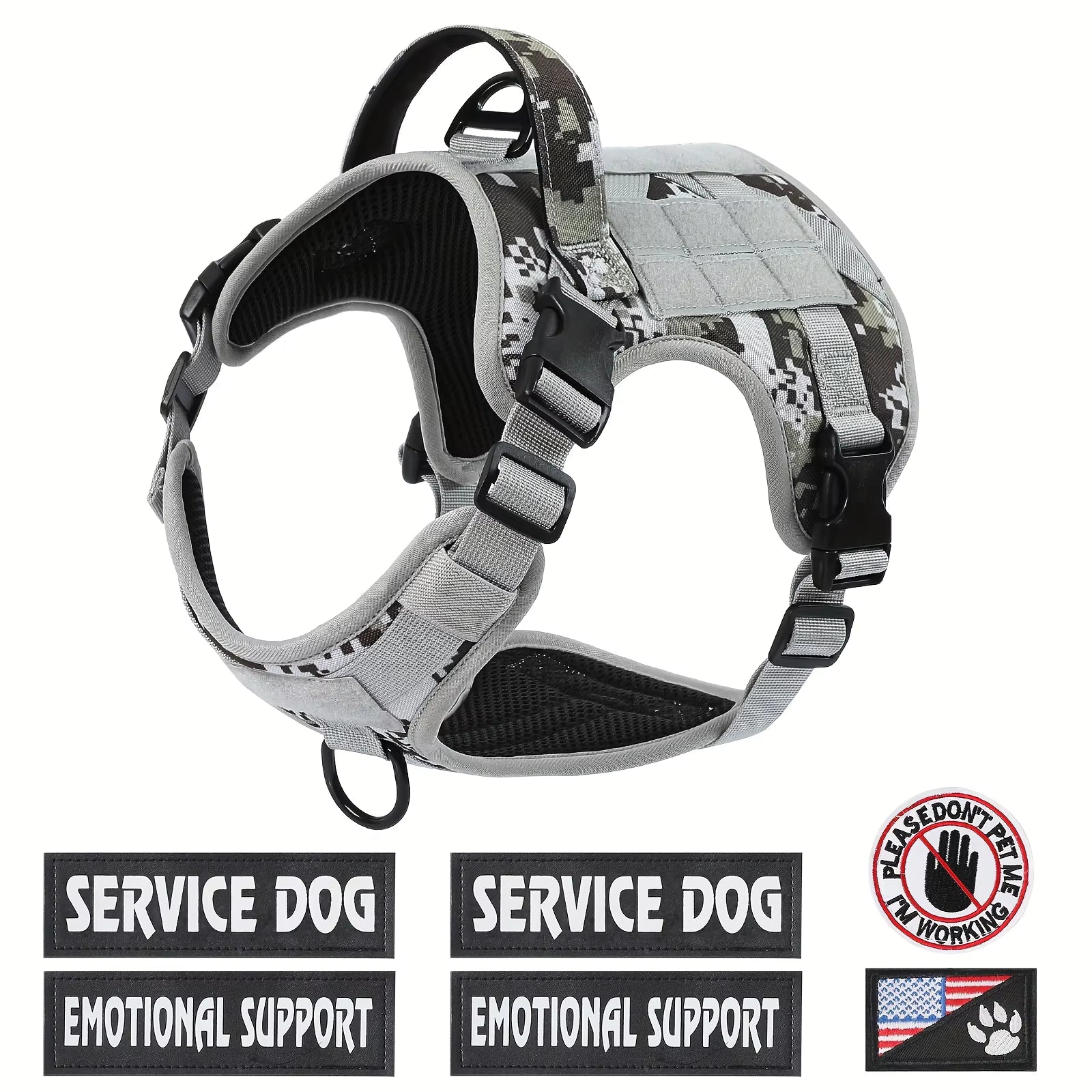 American Local Tactical Pet Boobs Service Dog Harness Vest Adjustable Reflective Dog Harness Metal Buckle Hiking Training - 5 - CJ