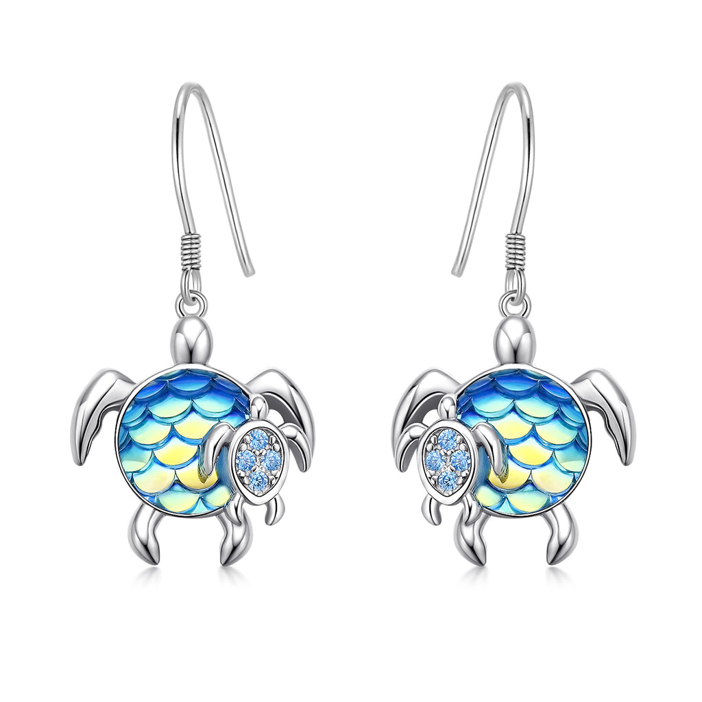 Turtle Earrings Sterling Silver Mom and New Dangle Mother and Daughter Tortoise