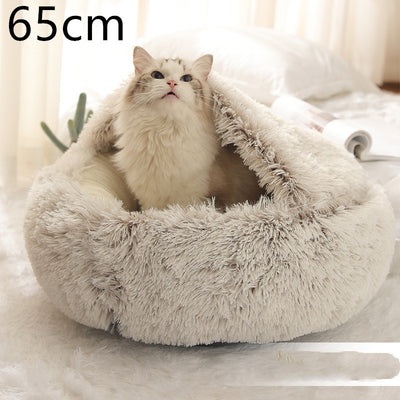 2 In 1 Dog And Cat Bed Pet Winter Bed Round Plush Warm Bed House Soft Long Plush Pets Bed Pet Products - 0 - CJ