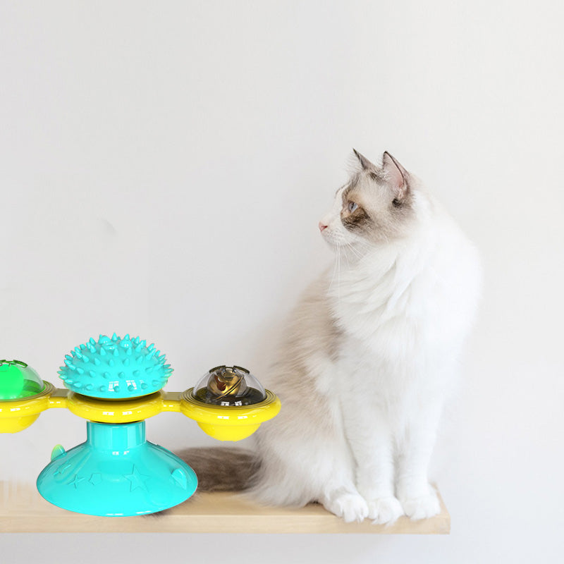 Cat Rotating Windmill Multi - Function Toys Itch Scratching Device Teeth Shining Toy - 0 - CJ