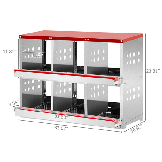 6 Compartments, 84x43x62, Sloping Roof, Disassembled, Iron, Red - 5 - CJ
