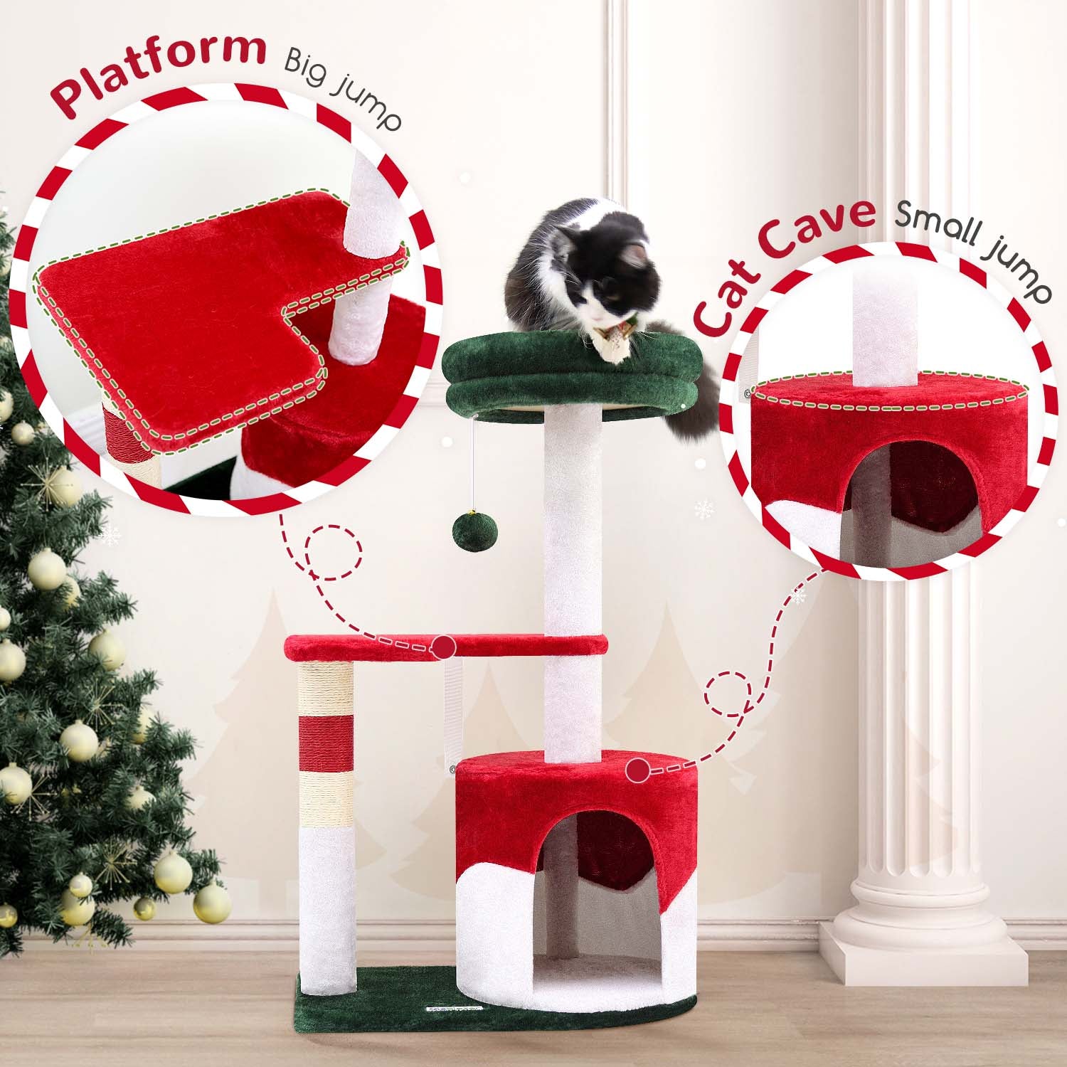 33 Inch Christmas Style Cat Climbing Frame - 5 - cjdroshippping
