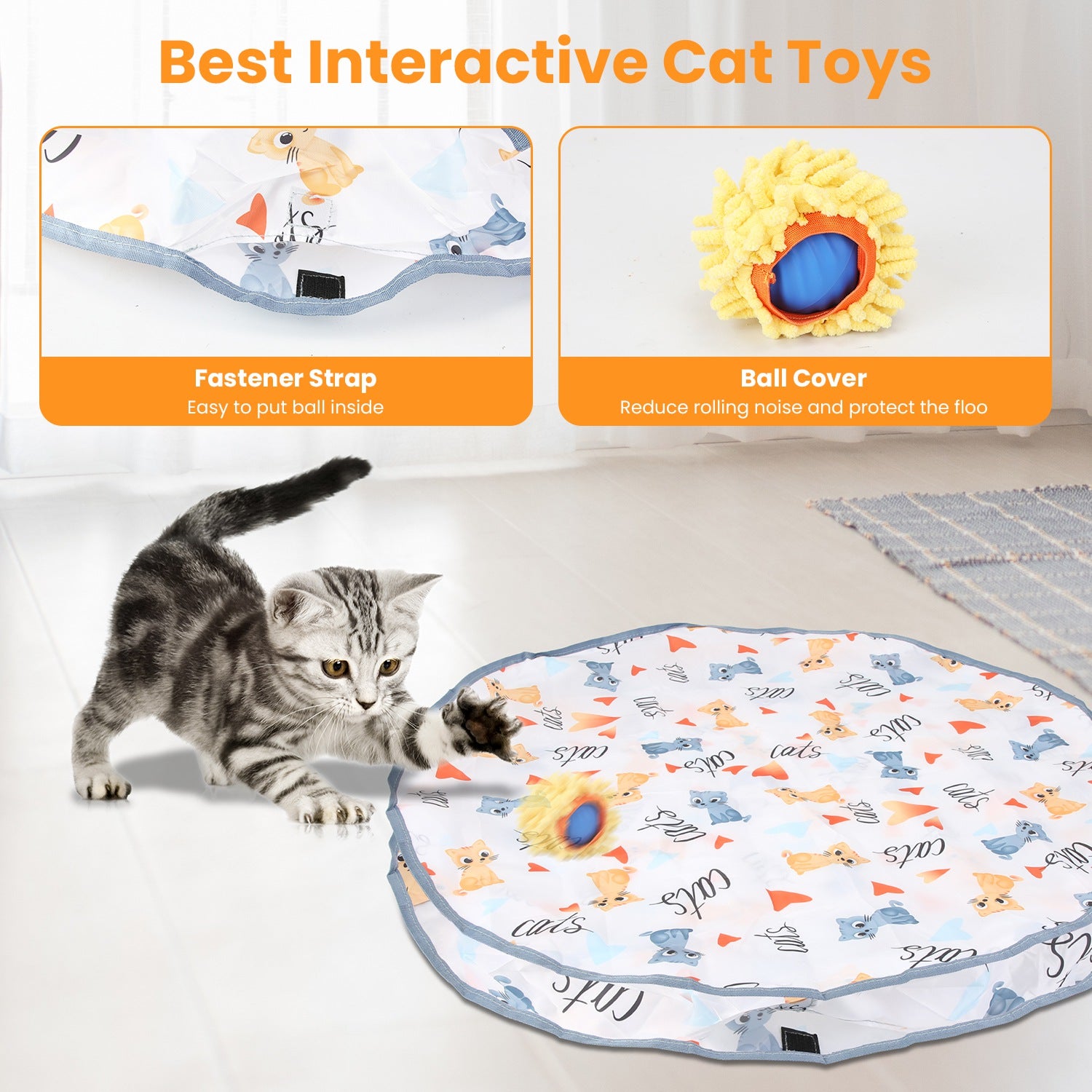 1Pc Cat Toys Ball Fast Rolling In Pouch Rechargeable Motion Activated Interactive Cat Toys For Indoor Cats Hide And Seek Mouse Catching Game - 5 - CJ