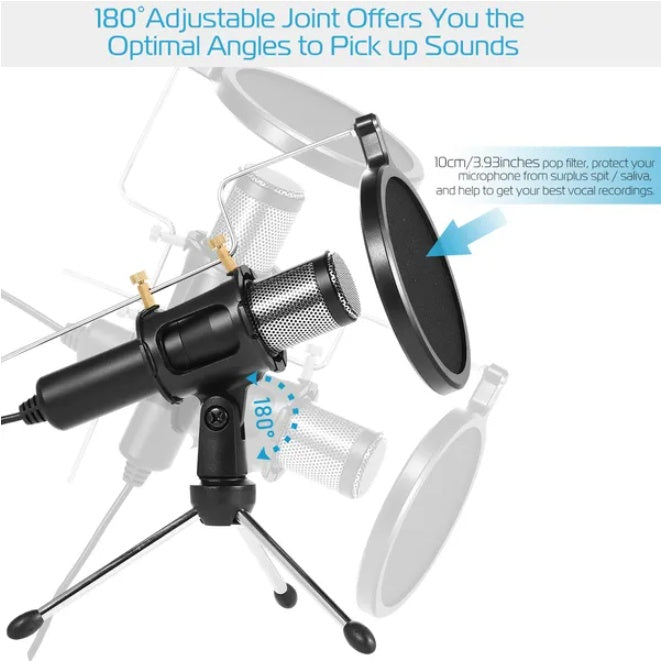 Professional Condenser Microphone With 180 Degree Tripod Popular Filter - 5 - CJ