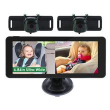 1Pc 1080P Baby Car Camera For 2 Kids Dual Channel Car Baby Monitor Rear Facing Car Seat Camera With 120Degree Wide View 6.86In HD Split Screen Night Vision - 5 - cjdropshipping