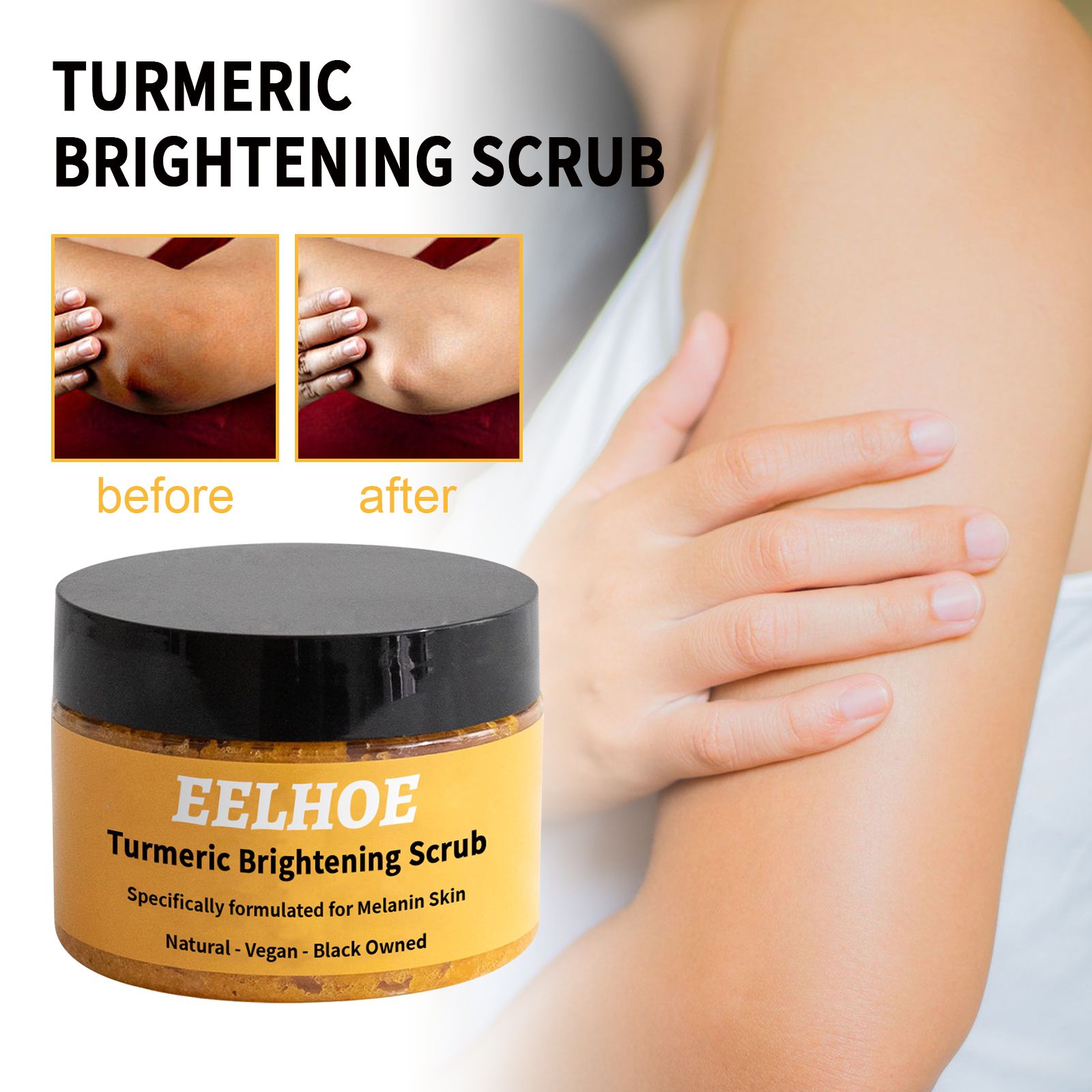 EELHOE Turmeric Body Scrub Cleansing Exfoliating Melanin Whitening Moisturizing Skin Scrub - 5 - CJ