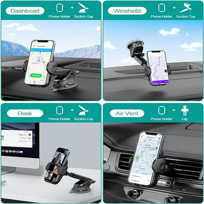 Phone Mount For Car, 4 In 1 Universal Car Phone Holder Mount For Dashboard Air Vent, Super Suction - 5 - CJ