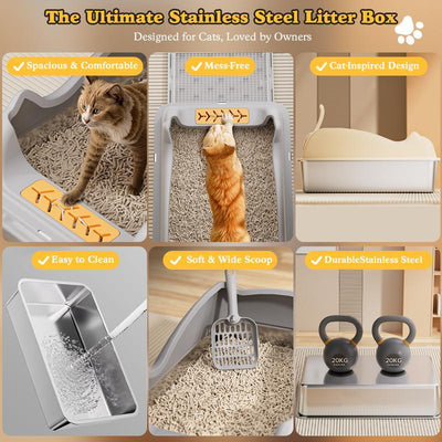 Large Stainless Steel Cat Litter Box - 5 - CJ