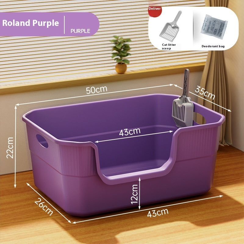 Oversized Splash - proof Cat Litter Box Oversized Open Semi - closed Cat Toilet - 0 - CJ