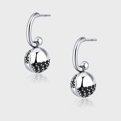 925 Sterling Silver Wishing Ball Small Design Zircon Earrings - 4 - CJ