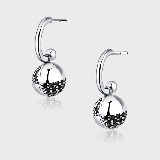 925 Sterling Silver Wishing Ball Small Design Zircon Earrings - 4 - CJ