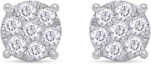SAVEARTH DIAMONDS Carat Round Cut Lab Created Moissanite Diamond Cluster Stud Earrings In 14k Gold Over Sterling Silver Jewelry For Women - 5 - CJ