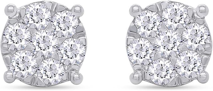 SAVEARTH DIAMONDS Carat Round Cut Lab Created Moissanite Diamond Cluster Stud Earrings In 14k Gold Over Sterling Silver Jewelry For Women