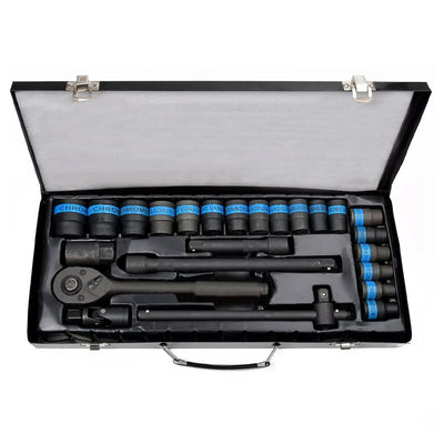 Heavy Duty 1&2 Ratchet Wrench Socket Set 8 - 32mm Metric Extension Bar Metal Case - 5 - cjdropshipping