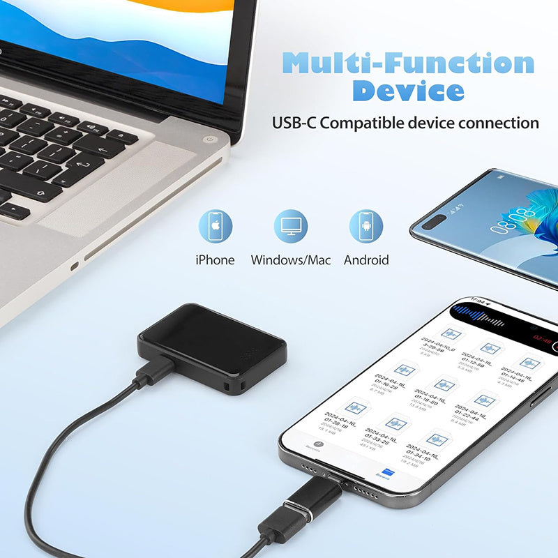 Magnetic Voice Activated Recorder Device,MP3 Voice Records With Microphone,60 Hours Continuous Portable Audio Recorders For Work,Lectures,Meetings,Interviews,Small USB-C Audio Recorder