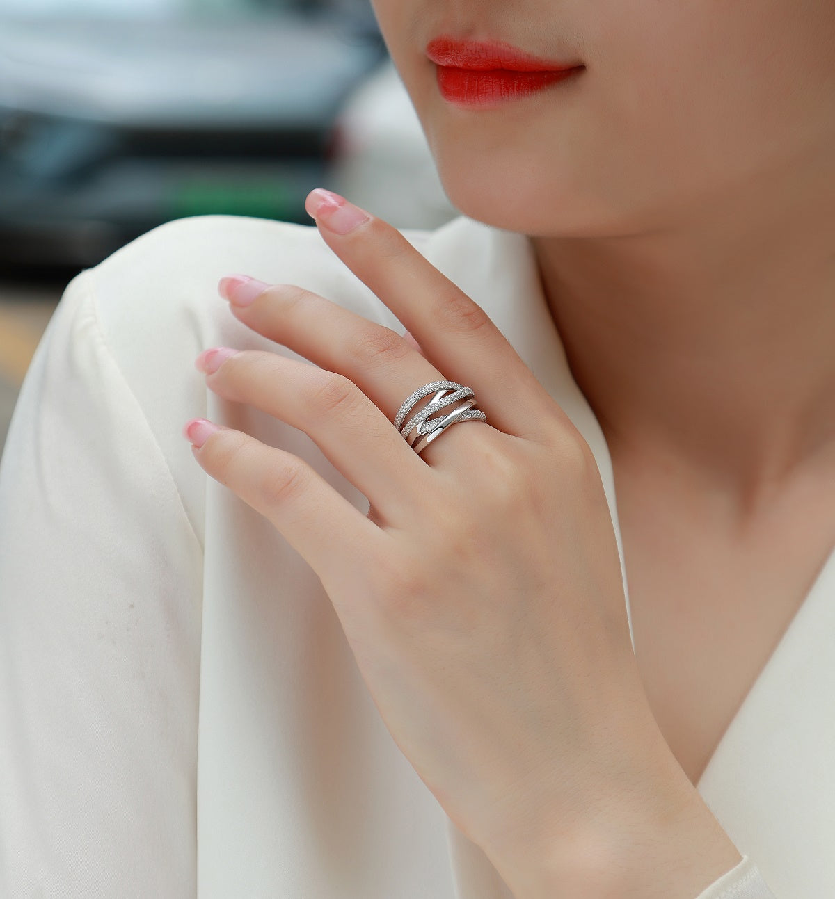 1Brilliant Interweaving - A Fashionable And Luxurious Jewelry Accessory Set With Moissanite S925 Sterling Silver And Platinum - plated Diamond Prohibit TikTok sales - 5 - CJ