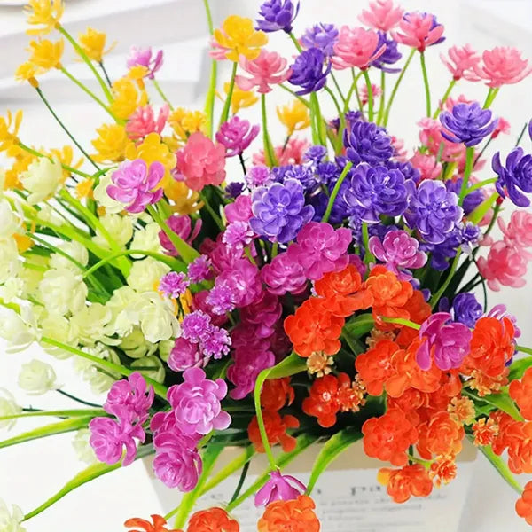 5 Bundles Artificial Flowers For Outdoor Faux Artificial Plants UV Resistant Plastic Flower Bulk Window Box Home Wedding Farmhouse - 5 - CJ