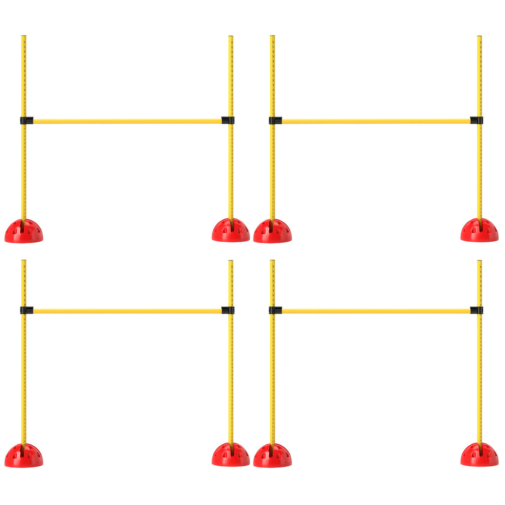 4 Piece Dog Agility Course Set With 4 Height Adjustable Dog Agility Jumps, Carry Bag, Yellow
