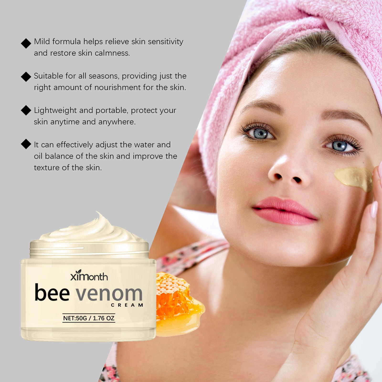 Ximonth Bee-Venom Anti-Wrinkle Firming Face Cream Moisturizes, Hydrates, Lightens, Brightens And Lifts Fine Lines