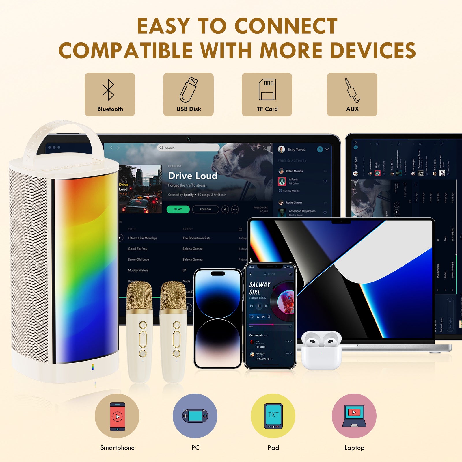 JYX D31-T Karaoke Machine With 2 Wireless Microphones For Adults And Kids